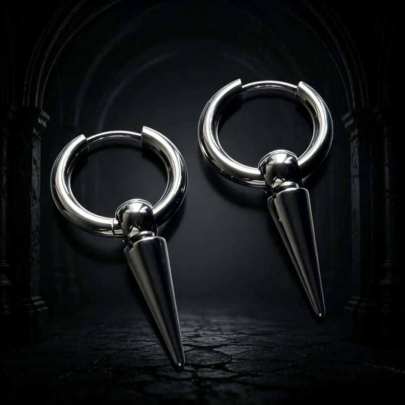 Goth Rivet Tiger Nail Earrings Punk Rock Chain Fashion Aesthetic Jewelry for Women Alternative Style Enthusiasts