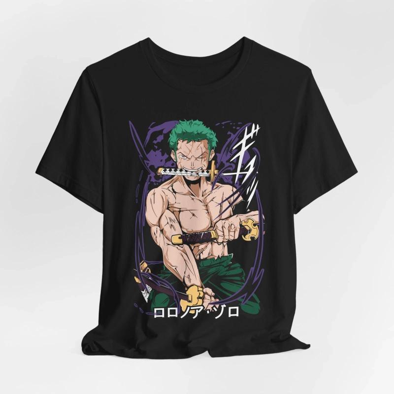 One Piece Anime T-Shirt für Herren mit Aufdruck von Roronoa Zoro, Jungen, Kindern, Harajuku, Kurzarm, Luffy-T-Shirt, Bekleidung