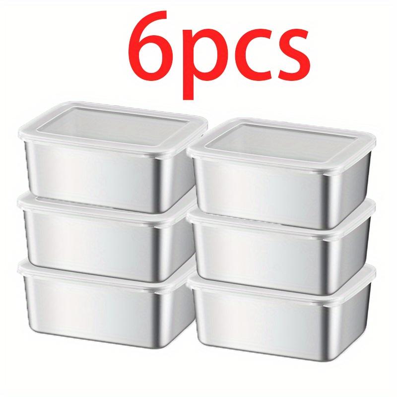 

6 шт. контейнер для хранения продуктов из нержавеющей стали с крышкой и коробка для сохранения свежести для пикников на открытом воздухе, для хранения в холодильнике