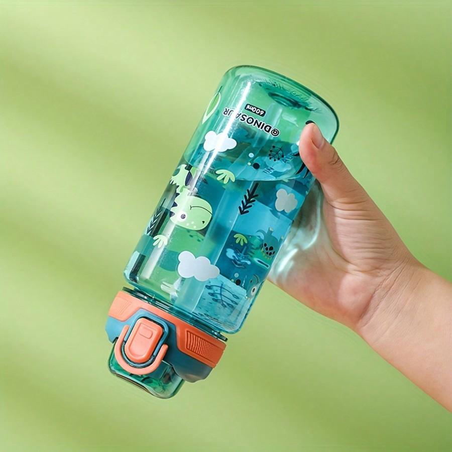 Cartoon Water Bottle with Cute Leakproof Lid and Bouncing Cover, Plastic, Suitable for Outdoor Camping and Sports