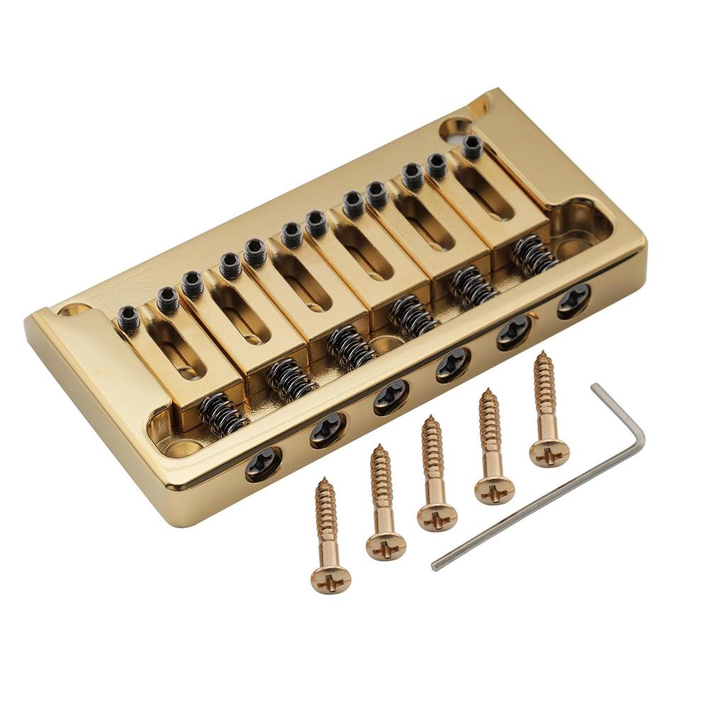 Musiclily Ultra Brass Fixed Hardtail Bridge for Electric Gold 10.5mm 6-String Strat/Telecaster Guitar,