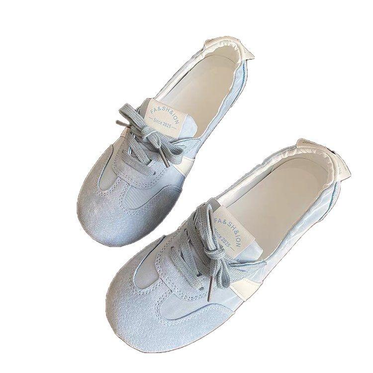 French ballet training shoes women's flat bottom 2025 spring new lace-up breathable one-pedal white shoes fashion single shoes