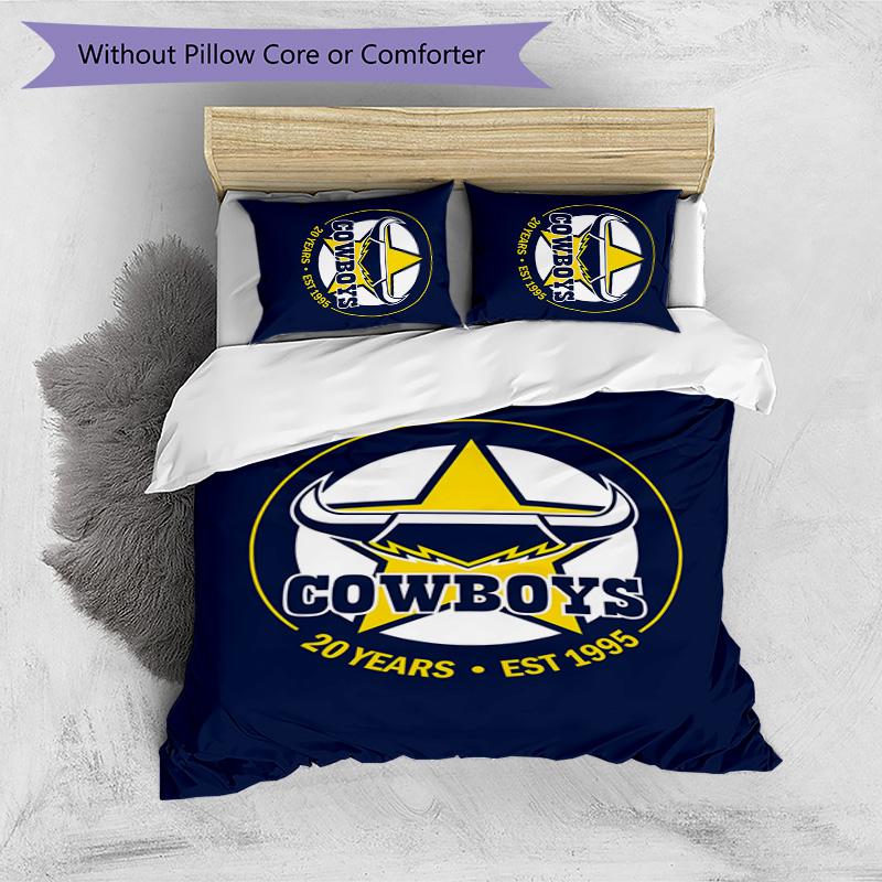 Set Biancheria da Letto Stampato 3 Pezzi North Queensland Cowboys Morbido Traspirante Copripiumino Federe Set Lavabile Decorazione Camera da Letto Regalo per la Casa
