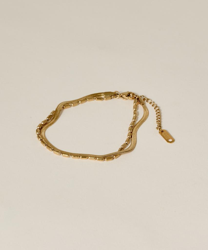 Novice Tokyo Bar & Snake Double Chain Bracelet [Stainless] / Gold