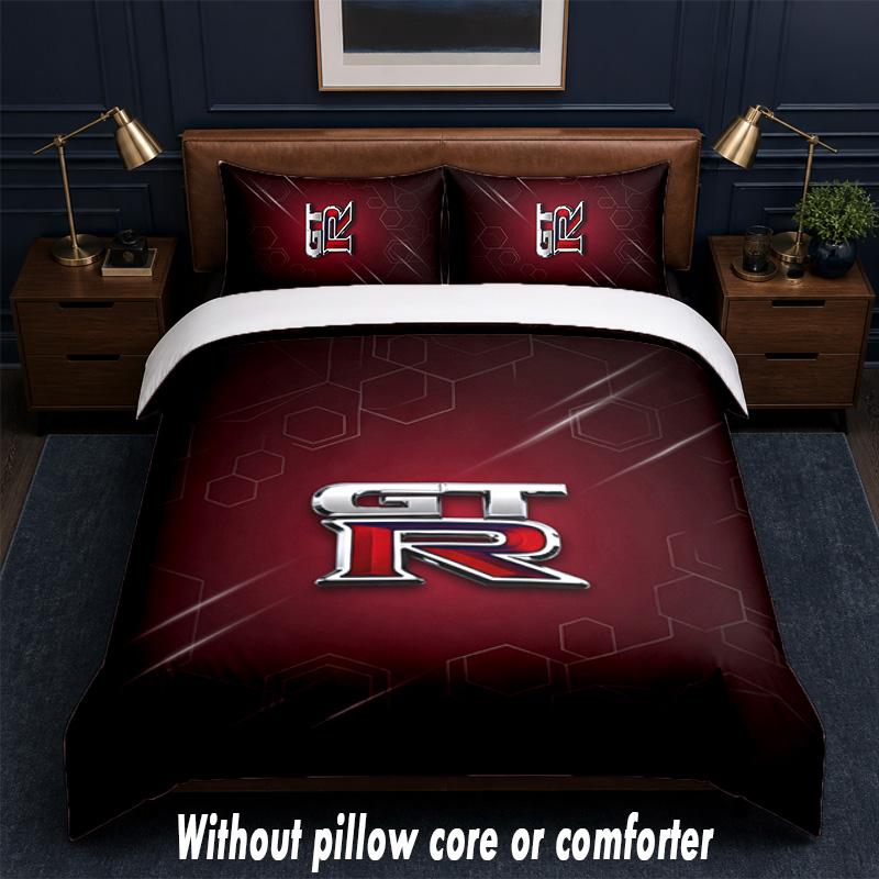 Nissan GT-R Design Bed Bedding Set 1 Duvet Cover + 2 Pillowcases Soft Breathable Household Bed Linens