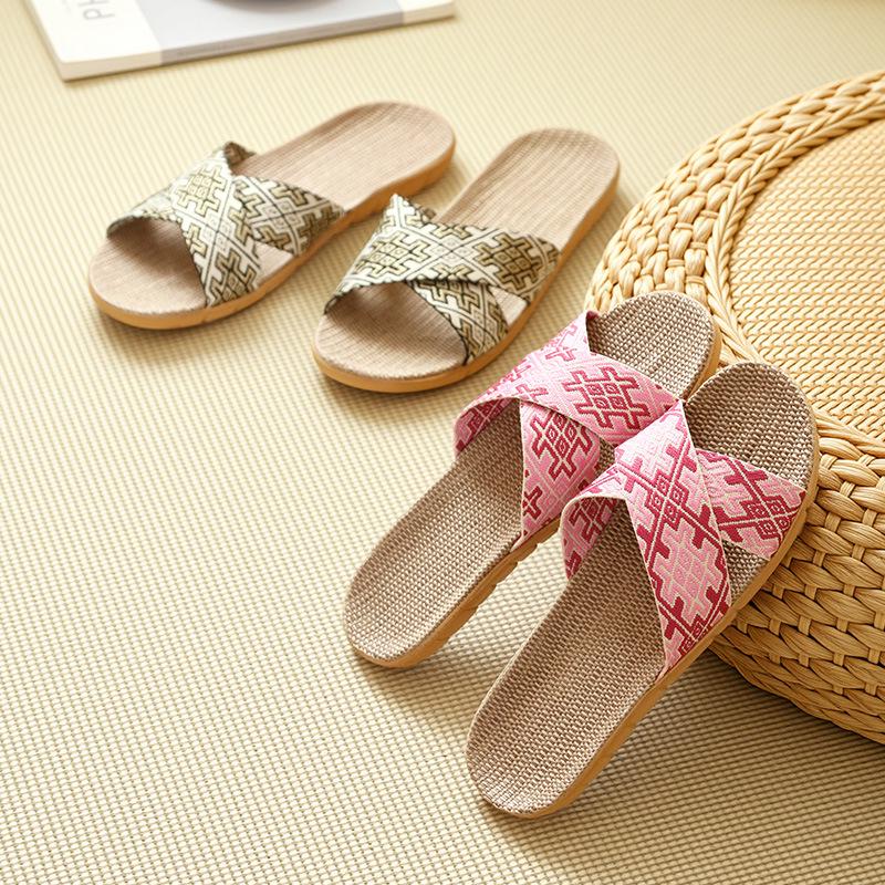Four Seasons Women's Linen Deodorant Anti-slip Indoor/Outdoor Silent Slippers