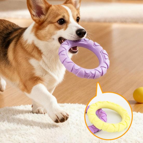 Pet Chew Toy TPR Material Tug-of-War Interactive Training Teeth Dog Chew Ring Bite-Resistant Medium Large Dogs Safe Chew Toy