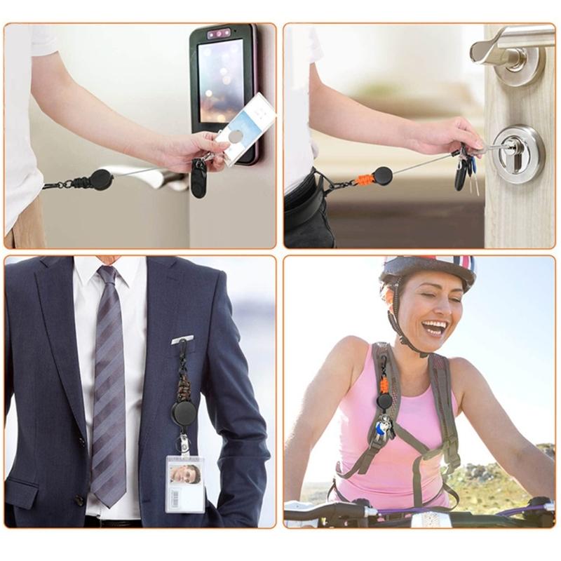 Schwere Ausweishalter Einziehbarer Schlüsselanhänger Ausweishalter Rolle Karabiner Ausweishalter für Karte Name Schlüsselanhänger