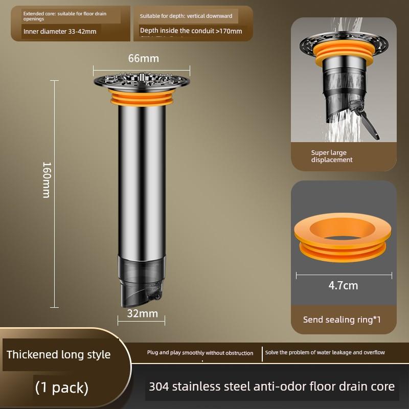 Sewer Pipe Breakage Repair, Extended Drain Core, Anti-Odor Bug Prevention, Bathroom Water Leakage, Stainless Steel Extension Pipe, Universal