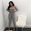 European Style Fashion Women's High-elastic Thread Trousers Two-piece Blouse and Pant Set