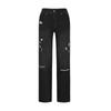 Damen Loch Jeans Vintage Ripped Denim Straight Pants 2025 Streetwear Bodenlang Mittlere Taille Gewaschen Distressed Damen Hose