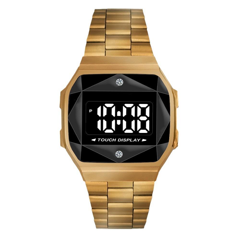 Reloj Electrónico T-66 Caja de Aleación Reloj LED Táctil Resistente al Agua Pantalla Táctil Esfera de Diamante
