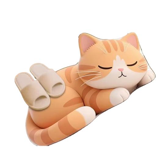 Floor Mat Non-Slip Backing Cat Design Easy Maintenance Versatile Rug Living Room Bathroom Kitchen Home Decor
