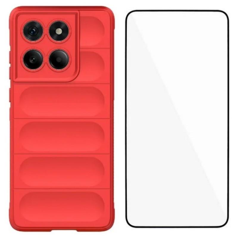 Für Motorola Edge 60 5G TPU-Hülle WANLONFENG HD-Serie Rutschfeste Handyhülle mit gehärtetem Glas