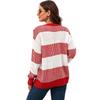 Women's Loose Fit Woven Sweater with Color Block Stripes - Casual Long Sleeve Pullover for Fall Winter