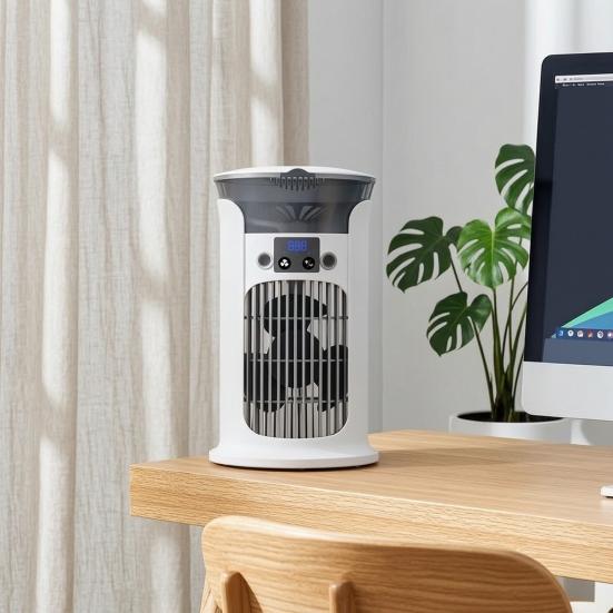Desktop Misting Fan, Portable Cooling Fan with Spray, 3 Speed USB Rechargeable Mini Air Cooler for Home Office
