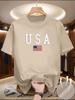100 Pure Cotton Unisexs Casual Loose And Fashionable American Flag Printed Comfortable Short Sleeved Round Neck Tshirt Top