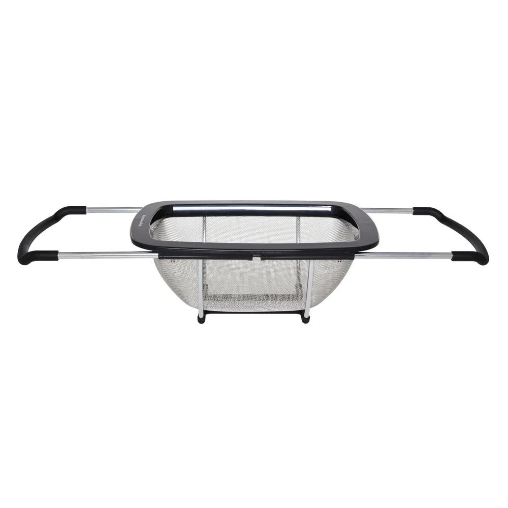 Stainless Steel Expandable Colander Over Sink Strainer Non Slip Feet Easy Clean Kitchen Tool Pasta Fruits Vegetables