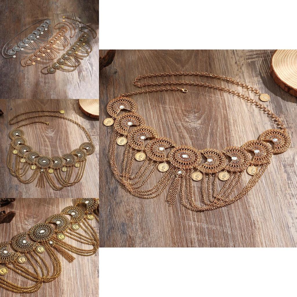 Bohemian Style Waist Chain With Alloy Embellishments And Tassels For Festival Wear