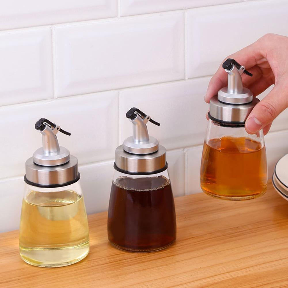2PCS 160ML Glass Oil Bottle with Anti-drip Spout Kitchen Soy Sauce Bottle Vinegar Bottle Restaurant
