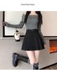 2025 Autumn/Winter Grey Wool Blend High-Waisted Slimming Pleated Skirt