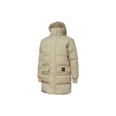 Logolu Cepli ve Kapüşonlu Koruyucu Kaz Tüyü Mont Erkek Dış Giyim Haki 847665-42