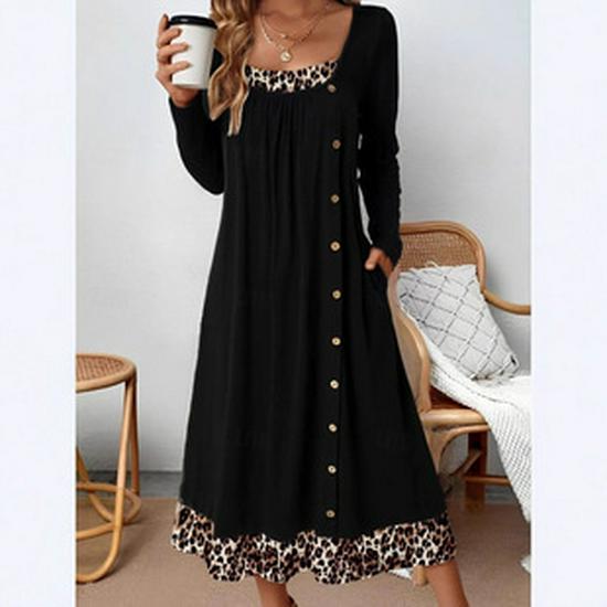 2025 Summer Leopard Print Women's Plus Size Short Sleeve Dress