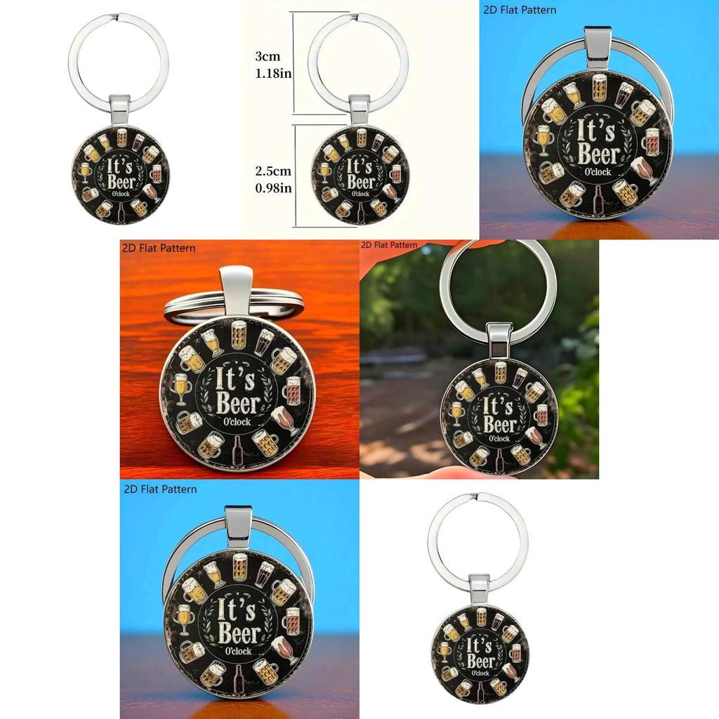 Beer Time Keychain Zinc Alloy Pendant Gift For Beer Lovers And Party Enthusiasts