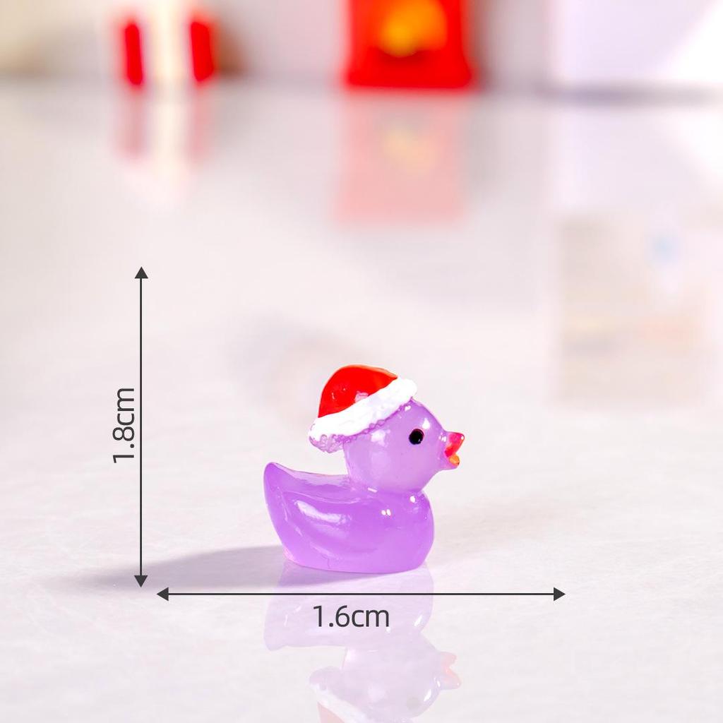 Mini Luminous Christmas Duckling Ornament – Cartoon Resin Decorative Craft