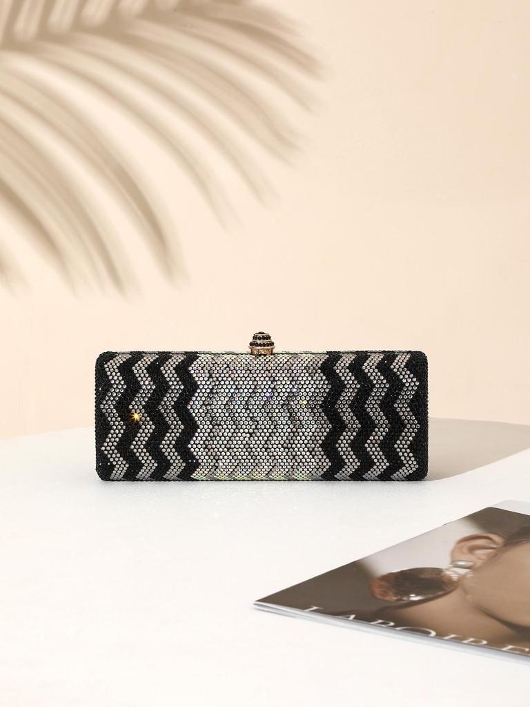 Elegant Evening Rhinestone Clutch: Crystal Diamond Party and Wedding Bag for Ladies - European and American Style
