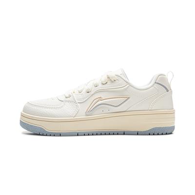 Li Ning Tian Ji Soft Comfortable Classic Fashion Shock Absorption Durable Low-Top Skate Shoes Women Sneaker White Blue AGCV342-1