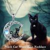 Creative Black Cat Moonstone Moon Pendant Necklace For Women Men Retro Gothic Cute Kitten Animal Choker Halloween Party Jewelry