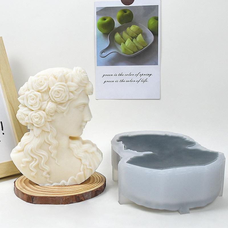 Rose Goddess Candle Silicone Mould European Goddess Statue Candle Silicone Mold European Women Statue Resin Molds Gypsum Mold