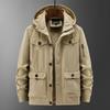 Autumn Winter Cotton Jacket Men's Oversized and Plush Thick Coat Workwear Jacket Multi Pocket Hooded Jacket