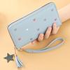 New Long Women Wallet With Heart-Shaped Korean Style Tassel Embroidery Card Holder For Women