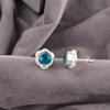 Faceted Apatite Gemstone Earrings 925 Sterling Silver Handmade Jewelry Studs EE-159-1