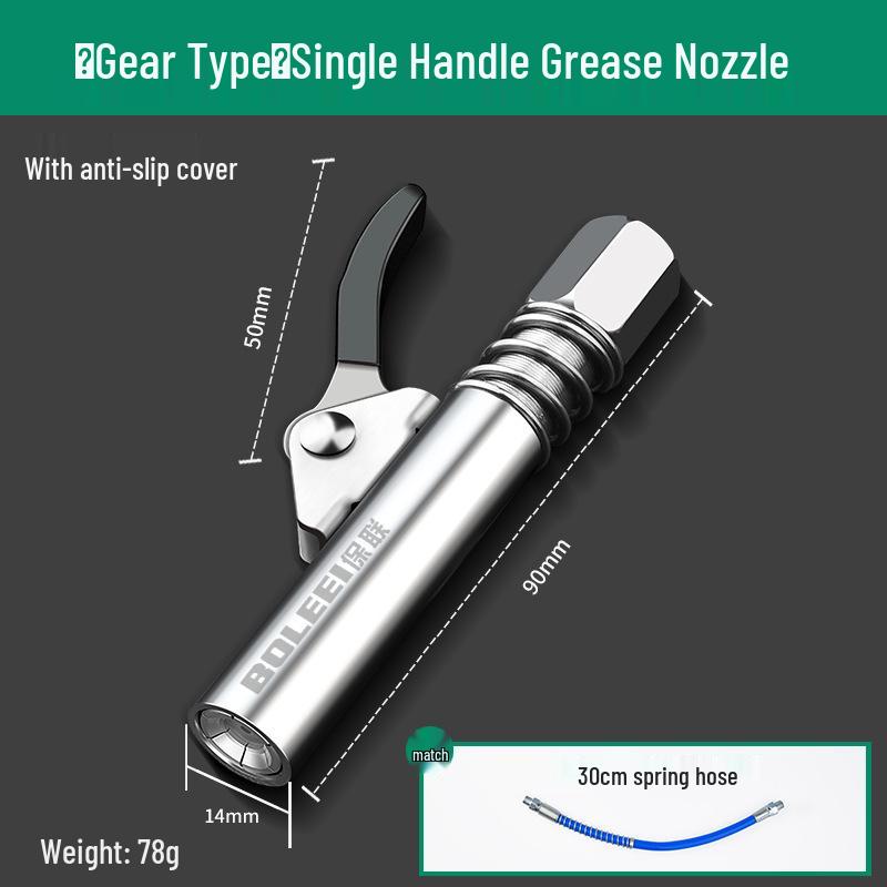High-Pressure Self-Locking Grease Nozzle with Pliers-Type Grip and Flat Head for Electric, Pneumatic, or Manual Grease Guns