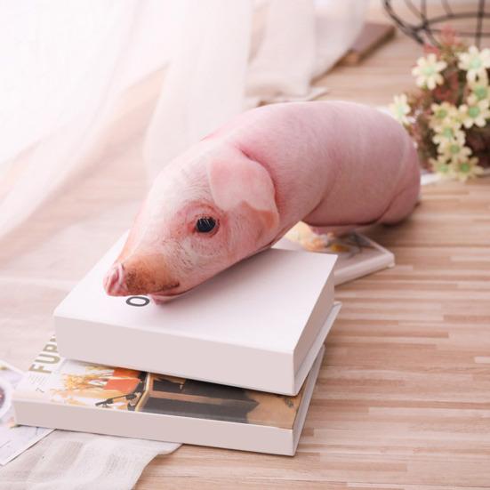 3D Realistisches Schwein Plüschkissen Lebensechtes Stofftier Streichgeschenk für Freund Lustiges Gag-Geschenk für Geburtstag und Weihnachten