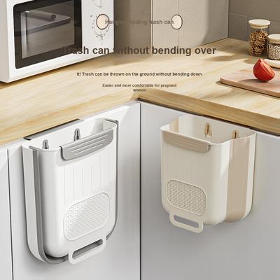 Foldable Wall Mounted Trash Can Kitchen Bathroom Hanging Storage Bucket for Home, High-Rise Plastic with Easy Cleaning