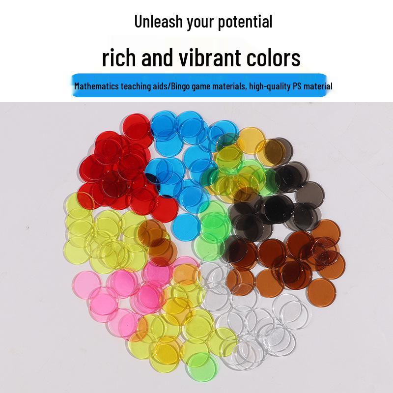 19mm Transparent Solid Color Round Chips - 10 Colors for Early Education & Montessori Math Counting Aids