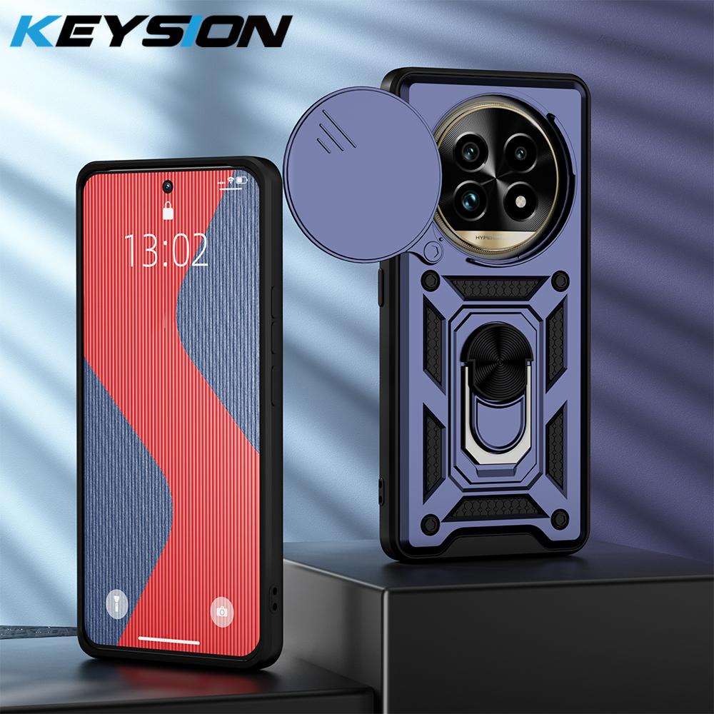 

KEYSION Противоударный защитный чехол для Raelme 13 Pro+ 5G 13 5G Slide Camera Защитное кольцо Подставка для телефона Задняя крышка для Realme 13+ 5G for Realme 13 5G синий