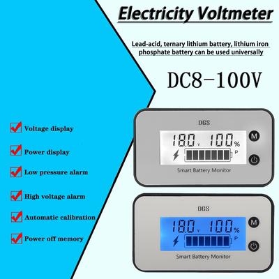 Indicador de capacidade da bateria IPX7 DC 7V-100V à prova d'água Porcentagem de carga Bateria de chumbo-ácido Ternário Ferro-lítio Medidor de voltagem do carro