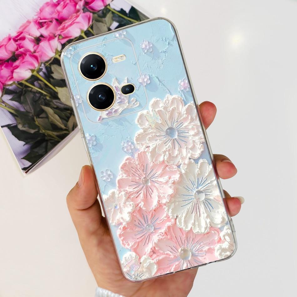 For Vivo V25 5G Case Vivo V25e V 25 25E 4G V2202 V2201 Cute Panda Flower Pattern Soft Silicone TPU Phone Cases