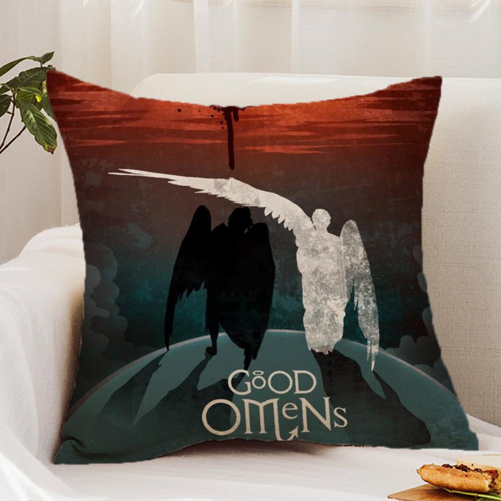 Tv G-Good O-Omens Cushion Cover Premium Comfort Reversible Pillow Cover - Dual - Use Design for Home & Car