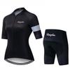 Women's Short Sleeve Cycling Suit Top Strap Shorts Road Bike Team Edition Summer
