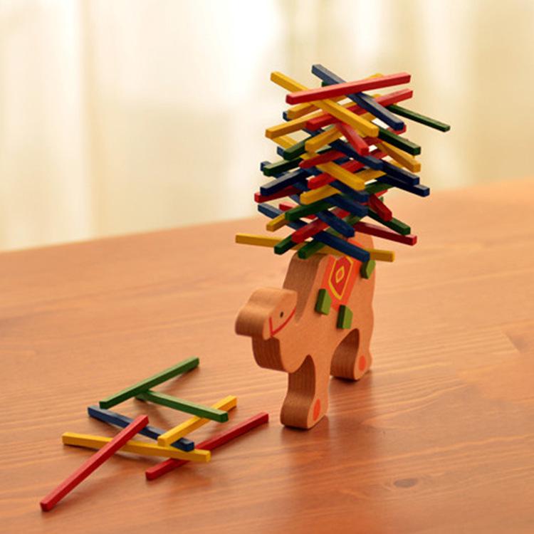 Cartoon Baby Educational Toys Elephant/Camel Balancing Blocks Wooden Toys Colorful Wood Balance Beam Game Gift for Children