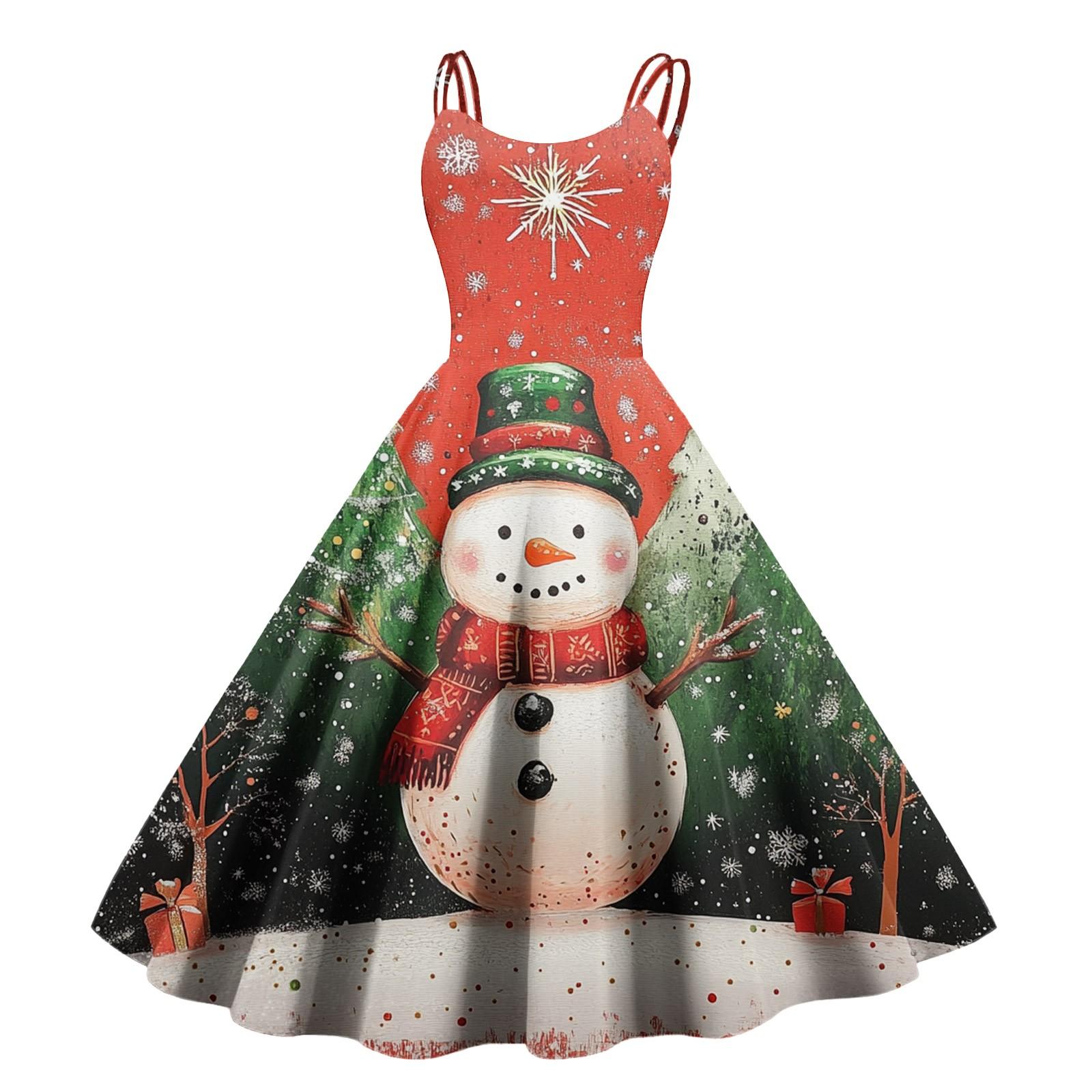 

Женское повседневное модное рождественское платье с принтом в стиле панк с открытыми плечами в стиле ретро XL красный