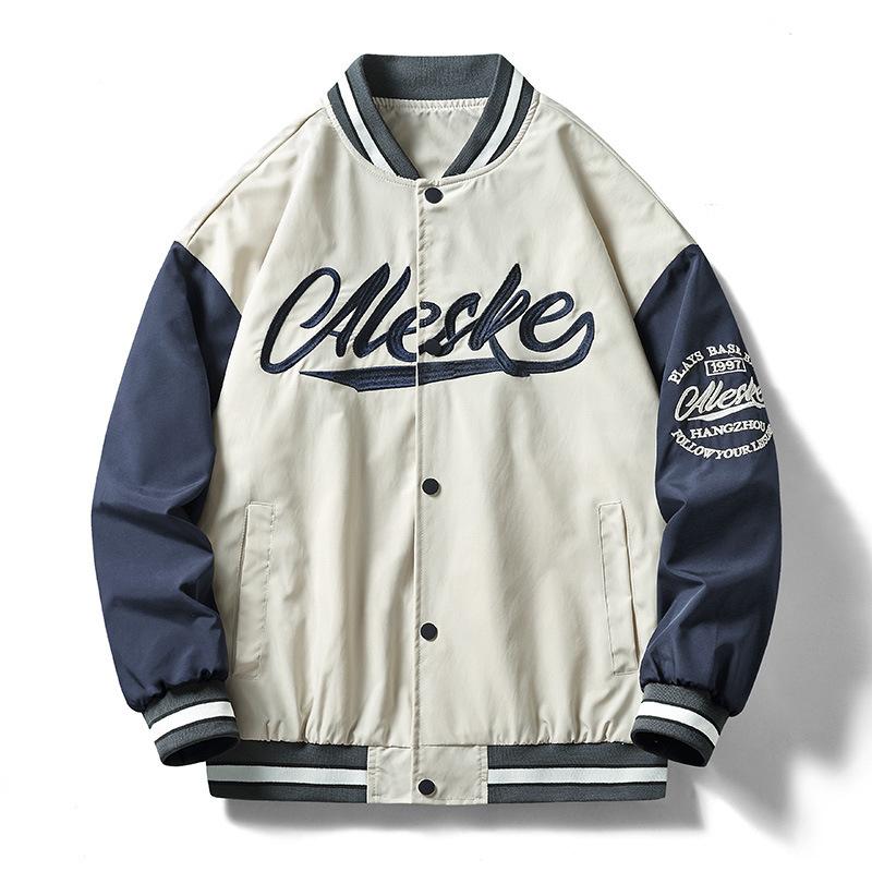 Autumn Couple Outfits Men and Women Colliding Color-blocking American Baseball Suit Hip-hop Loose Casual Stand Collar Baseball Suit Jacket Jacket