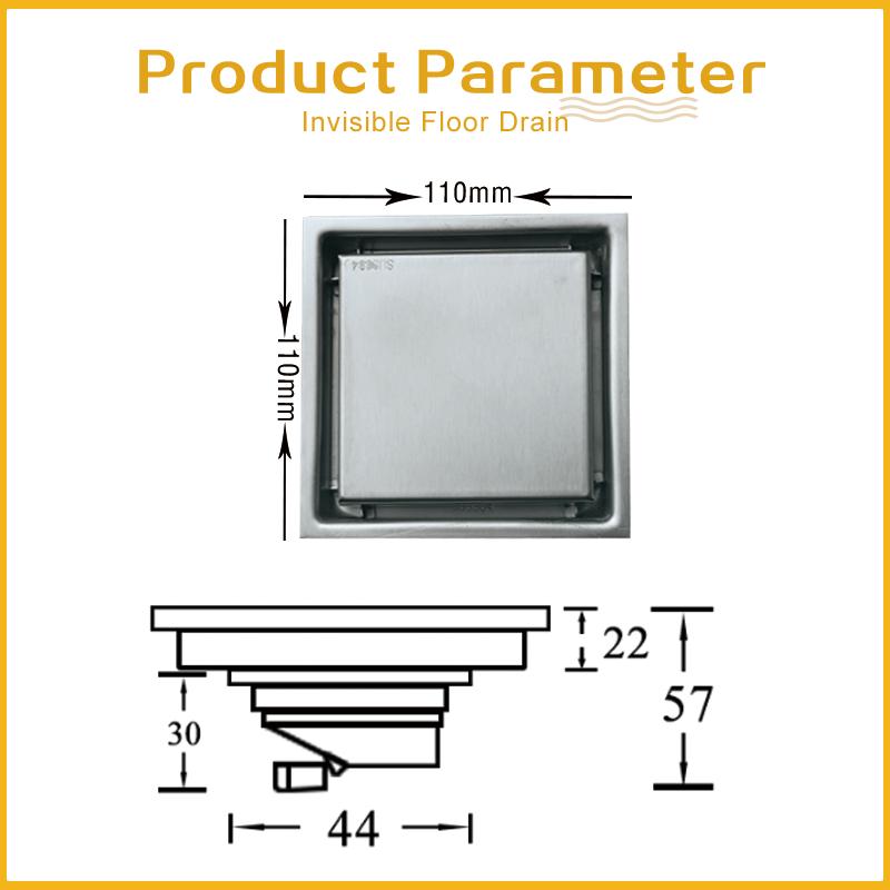 Kartáčované Zlato Neviditelný Dlaždicový Podlahový Odtok Nerezová Ocel 304 Sítko na Nečistoty Deodorant Podlahový Odtok Koupelnové Kuchyňské Doplňky