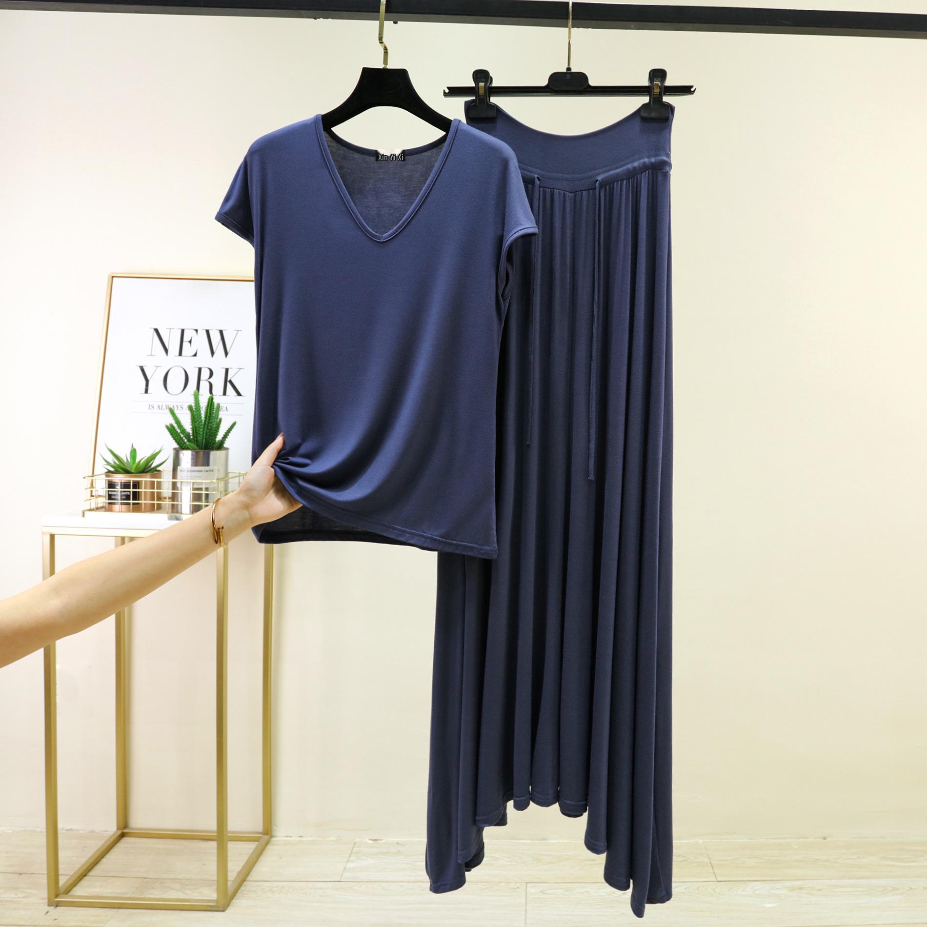 

Women s Sleeveless Pajama Set: Spring/Summer Casual Plus Size Top & Wide-Leg Pants XL